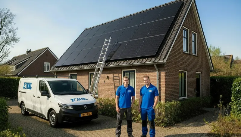 Zon NL monteurs bij de bus