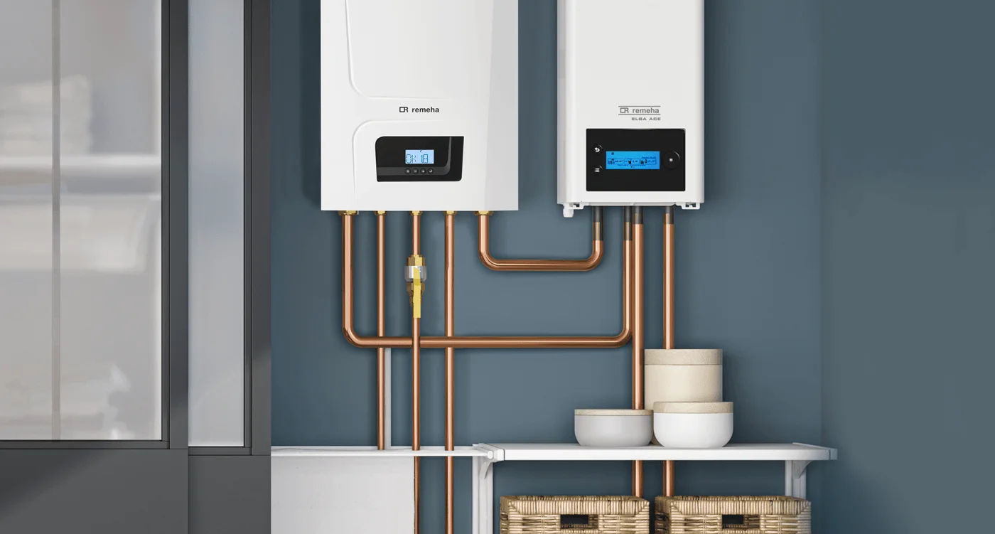 Remeha Elga Ace systeem: binnendeel, buitenunit en cv-ketel